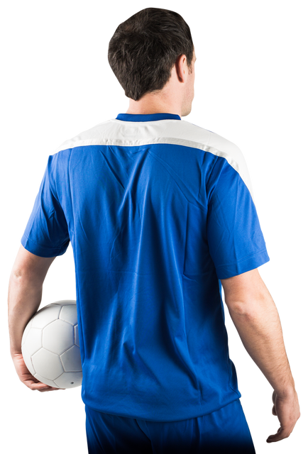 Transparent View of Male Football Player Holding Soccer Ball from Behind - Download Free Stock Videos Pikwizard.com