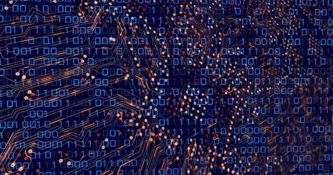 Binary Code Overlay on Integrated Circuits Technology Concept - Download Free Stock Images Pikwizard.com