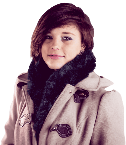 Confident Woman in Warm Winter Fashion Coat Transparent Background