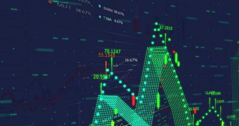 Futuristic digital data visualization with neon green graphs