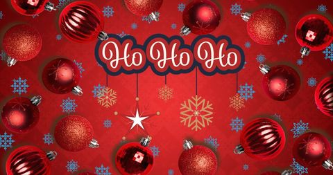 Festive Red Christmas Baubles with Ho Ho Ho Text