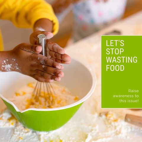 Child Promoting Food Waste Awareness Mixing Ingredients - Download Free Stock Templates Pikwizard.com