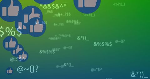 Social Media Likes and Digital Symbols on Green Gradient Background - Download Free Stock Images Pikwizard.com