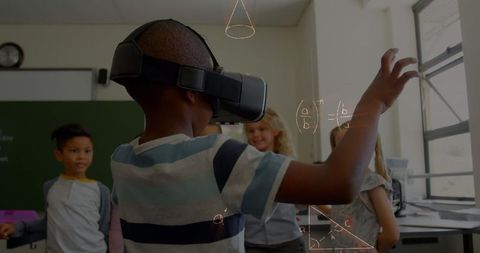 Mixed Race Schoolchildren Exploring Math Concepts via Virtual Reality