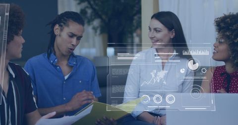 Diverse Team Engaging with Digital Interface in Modern Office - Download Free Stock Images Pikwizard.com