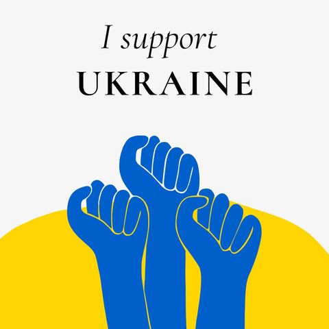 Support for Ukraine with Raised Fists Symbol - Download Free Stock Templates Pikwizard.com