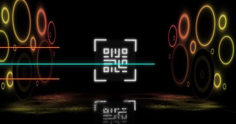 Neon QR Code with Geometric Shapes for Digital Security - Download Free Stock Images Pikwizard.com