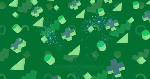 Mixed Floating 3D Geometric Shapes on Green Background - Download Free Stock Images Pikwizard.com