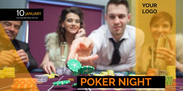 Vibrant Poker Night Template for Casino and Gaming Event Promotions - Download Free Stock Templates Pikwizard.com