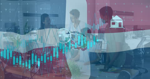 Innovative Financial Data Visualization Overlay in Modern Office