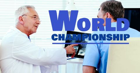 Senior Doctor Consulting Patient with Championship Announcement