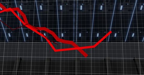 Digital Interface with Red Data Line Over Servers