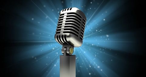 Vintage Microphone Spotlight on Dark Stage - Download Free Stock Images Pikwizard.com