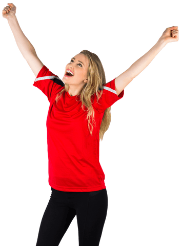 enthusiastic football fan celebrating in red jersey on transparent background - Download Free Stock Videos Pikwizard.com