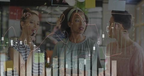 Creative business team analyzing financial charts for strategy planning