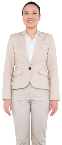 Transparent Background Asian Businesswoman Standing and Smiling