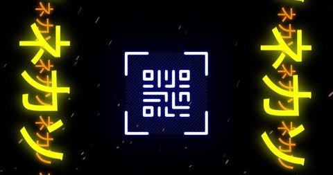 Abstract digital qr code with technological elements