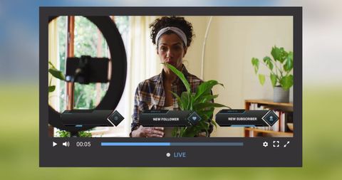 Vlog Presentation by Biracial Woman with Houseplants