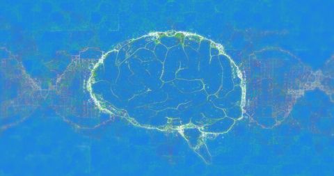 Abstract DNA Strand and Brain on Blue Background - Download Free Stock Images Pikwizard.com