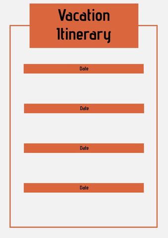 Vacation Itinerary Template with Date Entries - Download Free Stock Templates Pikwizard.com
