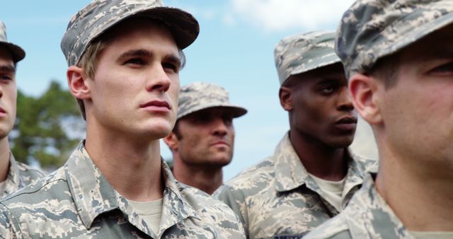 Group of Soldiers in Uniform Standing in Formation - Download Free Stock Images Pikwizard.com