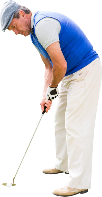 Caucasian Golf Player Practicing Put on Transparent Background - Download Free Stock Videos Pikwizard.com