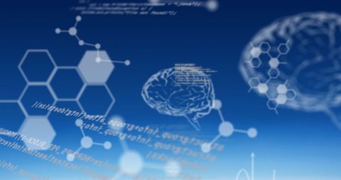 Digital Interface with Brain and Molecular Icons - Download Free Stock Images Pikwizard.com