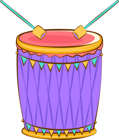 vibrant purple drum with pennants in celebration style on transparent background - Download Free Stock Videos Pikwizard.com