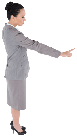 Transparent asian businesswoman pointing with determination