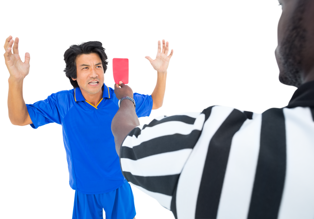 Referee Showing Red Card to Angry Soccer Player Transparent Background - Download Free Stock Videos Pikwizard.com