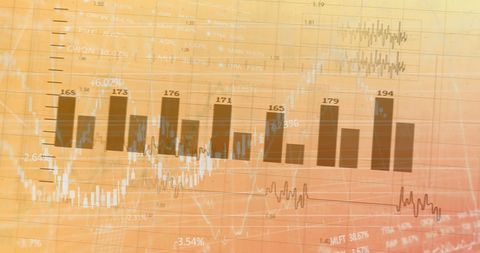 Abstract Financial Analysis Data Display with Orange Vintage Overlay - Download Free Stock Images Pikwizard.com