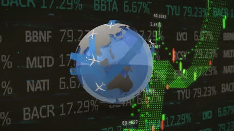 Global Travel Analysis with Financial Data Overlay Animation