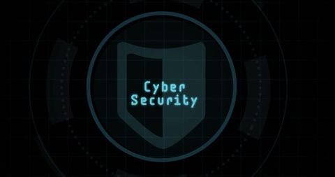 Abstract Cyber Security Badge with Shield Icon on Dark Background - Download Free Stock Images Pikwizard.com