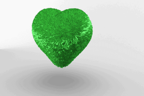 Transparent Green Grass Heart on Transparent Background