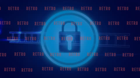Retro Text Animation with Digital Security Padlock