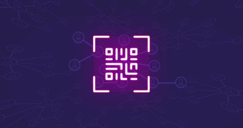 Neon QR Code with Network Concept on Violet Background - Download Free Stock Images Pikwizard.com