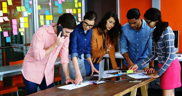 Creative Team Collaborating in Modern Office with Sticky Notes - Download Free Stock Images Pikwizard.com