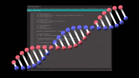Animated DNA Strand Intersecting Code Terminal Interface