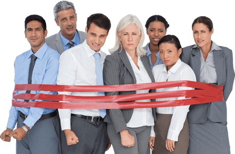 transparent business team bound by red tape concept - Download Free Stock Videos Pikwizard.com