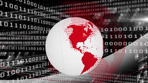 Digital Globe with Flowing Binary Code