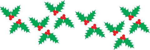 Seamless floral garland of transparent holly leaves with red berries