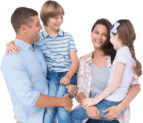 smiling parents holding children with joyful expressions on transparent background - Download Free Stock Videos Pikwizard.com