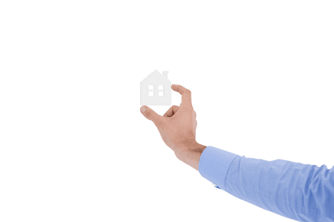 Hand Holding House Symbol on Transparent Background