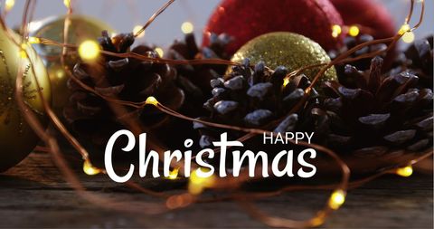 Festive Christmas Decoration with Pine Cones and Baubles