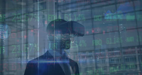 Businessman Using VR for Virtual Finance Analysis