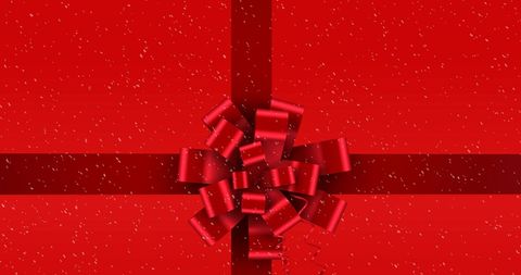 Festive Red Christmas Present with Falling Snow - Download Free Stock Images Pikwizard.com