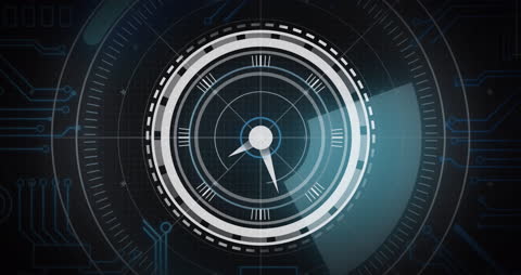 Futuristic Clock and Data Scanning Digital Interface