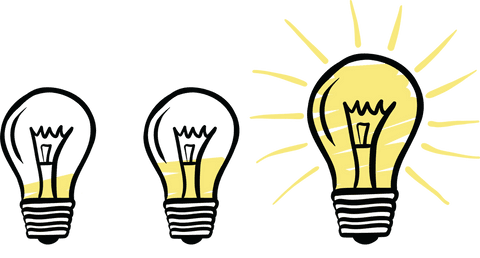 Growth of creativity concept with transparent digital light bulbs illustration