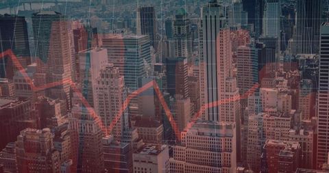 City skyline with financial data overlay illumination