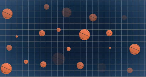 Basketball Pattern Animation on Gridded Background